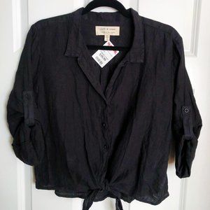 Cloth & Stone 100% Linen Cropped Shirt M